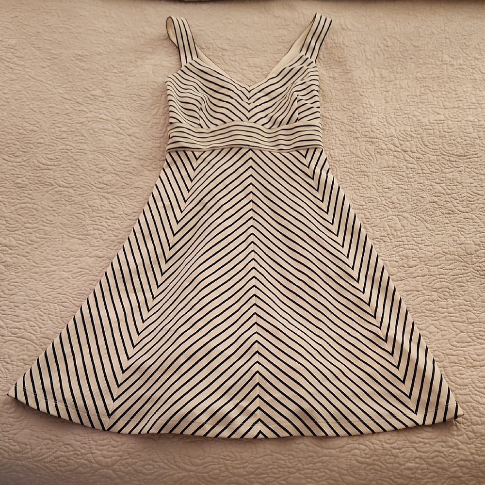 White House Black Market Black and White Chevron Mini Dress